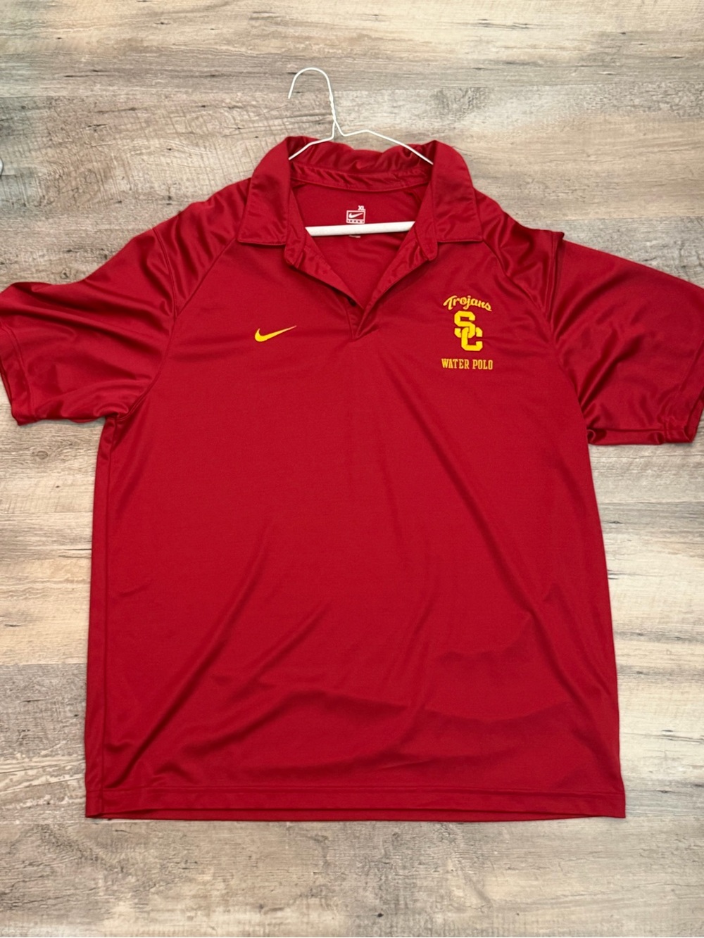 Nike Red Short-Sleeve Polo with Yellow Embroidery